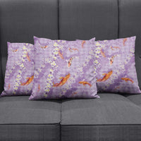 Purple Palaka Hawaiian And Japanese Pillow Cover Sakura Lei With Koi Fish - Polynesian Pride