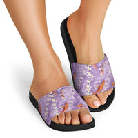 Purple Palaka Hawaiian And Japanese Slide Sandals Sakura Lei With Koi Fish - Polynesian Pride