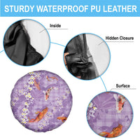 Purple Palaka Hawaiian And Japanese Spare Tire Cover Sakura Lei With Koi Fish - Polynesian Pride