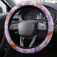 Purple Palaka Hawaiian And Japanese Steering Wheel Cover Sakura Lei With Koi Fish - Polynesian Pride