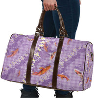 Purple Palaka Hawaiian And Japanese Travel Bag Sakura Lei With Koi Fish - Polynesian Pride