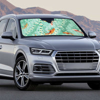 Green Palaka Hawaiian And Japanese Auto Sun Shade Sakura Lei With Koi Fish - Polynesian Pride