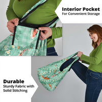 Green Palaka Hawaiian And Japanese Grocery Bag Sakura Lei With Koi Fish - Polynesian Pride