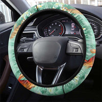 Green Palaka Hawaiian And Japanese Steering Wheel Cover Sakura Lei With Koi Fish - Polynesian Pride
