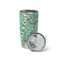 Green Palaka Hawaiian And Japanese Tumbler Cup Sakura Lei With Koi Fish - Polynesian Pride