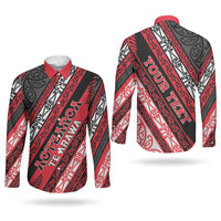 Personalised Aotearoa Te Arawa Couples Matching Puletasi and Long Sleeve Button Shirt New Zealand Maori Tribal Fern Pattern