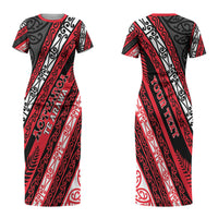 Personalised Aotearoa Te Arawa Couples Matching Short Sleeve Bodycon Dress and Hawaiian Shirt New Zealand Maori Tribal Fern Pattern