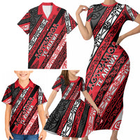 Personalised Aotearoa Te Arawa Family Matching Short Sleeve Bodycon Dress and Hawaiian Shirt New Zealand Maori Tribal Fern Pattern