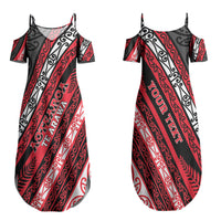 Personalised Aotearoa Te Arawa Family Matching Summer Maxi Dress and Hawaiian Shirt New Zealand Maori Tribal Fern Pattern