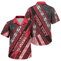 Personalised Aotearoa Te Arawa Family Matching Tank Maxi Dress and Hawaiian Shirt New Zealand Maori Tribal Fern Pattern DT05 Son's Shirt Red - Polynesian Pride