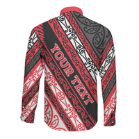 Personalised Aotearoa Te Arawa Long Sleeve Button Shirt New Zealand Maori Tribal Fern Pattern DT05 - Polynesian Pride