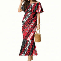 Personalised Aotearoa Te Arawa Mermaid Dress New Zealand Maori Tribal Fern Pattern DT05 Women Red - Polynesian Pride