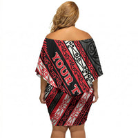 Personalised Aotearoa Te Arawa Off Shoulder Short Dress New Zealand Maori Tribal Fern Pattern DT05 - Polynesian Pride