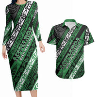 Personalised Aotearoa Ngati Maniapoto Couples Matching Long Sleeve Bodycon Dress and Hawaiian Shirt New Zealand Maori Tribal Fern Pattern