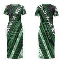 Personalised Aotearoa Ngati Maniapoto Couples Matching Short Sleeve Bodycon Dress and Hawaiian Shirt New Zealand Maori Tribal Fern Pattern DT05 - Polynesian Pride