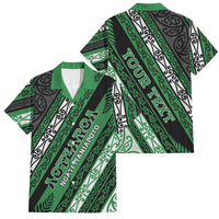 Personalised Aotearoa Ngati Maniapoto Family Matching Off The Shoulder Long Sleeve Dress and Hawaiian Shirt New Zealand Maori Tribal Fern Pattern