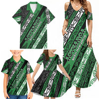 Personalised Aotearoa Ngati Maniapoto Family Matching Summer Maxi Dress and Hawaiian Shirt New Zealand Maori Tribal Fern Pattern