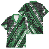 Personalised Aotearoa Ngati Maniapoto Family Matching Tank Maxi Dress and Hawaiian Shirt New Zealand Maori Tribal Fern Pattern DT05 Dad's Shirt - Short Sleeve Green - Polynesian Pride