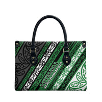 Aotearoa Ngati Maniapoto Leather Bag New Zealand Maori Tribal Fern Pattern