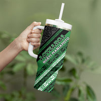 Personalised Aotearoa Ngati Maniapoto Tumbler With Handle New Zealand Maori Tribal Fern Pattern