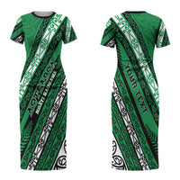 Personalised Aotearoa Ngati Raukawa Couples Matching Short Sleeve Bodycon Dress and Hawaiian Shirt New Zealand Maori Tribal Fern Pattern DT05 - Polynesian Pride