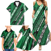 Personalised Aotearoa Ngati Raukawa Family Matching Summer Maxi Dress and Hawaiian Shirt New Zealand Maori Tribal Fern Pattern