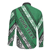 Personalised Aotearoa Ngati Raukawa Long Sleeve Button Shirt New Zealand Maori Tribal Fern Pattern DT05 - Polynesian Pride