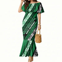Personalised Aotearoa Ngati Raukawa Mermaid Dress New Zealand Maori Tribal Fern Pattern