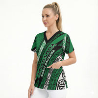 Personalised Aotearoa Ngati Raukawa Scrub Top New Zealand Maori Tribal Fern Pattern