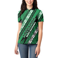 Personalised Aotearoa Ngati Raukawa Women Polo Shirt New Zealand Maori Tribal Fern Pattern