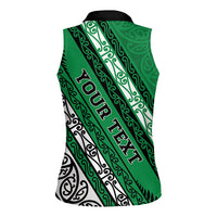 Personalised Aotearoa Ngati Raukawa Women Sleeveless Polo Shirt New Zealand Maori Tribal Fern Pattern