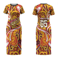 Custom Aotearoa Waikato Tainui Couples Matching Short Sleeve Bodycon Dress and Long Sleeve Button Shirt Maori Tribal Pattern Koru Motif DT05 - Polynesian Pride