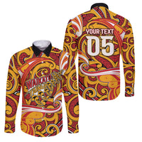 Custom Aotearoa Waikato Tainui Family Matching Off The Shoulder Long Sleeve Dress and Hawaiian Shirt Maori Tribal Pattern Koru Motif DT05 Dad's Shirt - Long Sleeve Yellow - Polynesian Pride