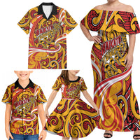 Custom Aotearoa Waikato Tainui Family Matching Off Shoulder Maxi Dress and Hawaiian Shirt Maori Tribal Pattern Koru Motif DT05 - Polynesian Pride