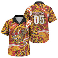 Custom Aotearoa Waikato Tainui Family Matching Off Shoulder Maxi Dress and Hawaiian Shirt Maori Tribal Pattern Koru Motif DT05 Son's Shirt Yellow - Polynesian Pride