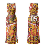 Custom Aotearoa Waikato Tainui Family Matching Tank Maxi Dress and Hawaiian Shirt Maori Tribal Pattern Koru Motif DT05 Mom's Dress Yellow - Polynesian Pride