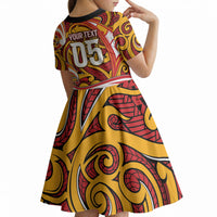 Custom Aotearoa Waikato Tainui Kid Short Sleeve Dress Maori Tribal Pattern Koru Motif DT05 - Polynesian Pride