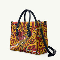 Aotearoa Waikato Tainui Leather Bag Maori Tribal Pattern Koru Motif
