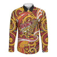 Custom Aotearoa Waikato Tainui Long Sleeve Button Shirt Maori Tribal Pattern Koru Motif DT05 Unisex Yellow - Polynesian Pride