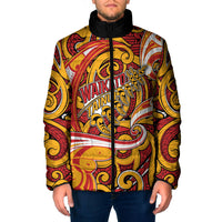 Custom Aotearoa Waikato Tainui Padded Jacket Maori Tribal Pattern Koru Motif