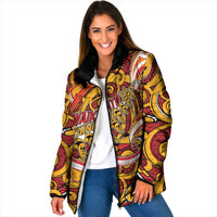 Custom Aotearoa Waikato Tainui Padded Jacket Maori Tribal Pattern Koru Motif
