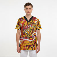 Custom Aotearoa Waikato Tainui Scrub Top Maori Tribal Pattern Koru Motif