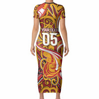Custom Aotearoa Waikato Tainui Short Sleeve Bodycon Dress Maori Tribal Pattern Koru Motif DT05 - Polynesian Pride