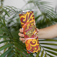 Custom Aotearoa Waikato Tainui Skinny Tumbler Maori Tribal Pattern Koru Motif