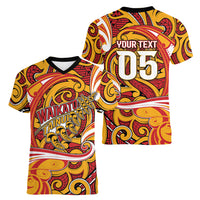 Custom Aotearoa Waikato Tainui Women V-Neck T-Shirt Maori Tribal Pattern Koru Motif