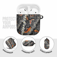 Black Palaka Hawaiian And Japanese AirPods Case Sakura Lei With Koi Fish - Polynesian Pride