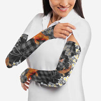 Black Palaka Hawaiian And Japanese Arm Sleeves Sakura Lei With Koi Fish - Polynesian Pride