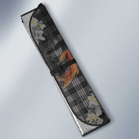 Black Palaka Hawaiian And Japanese Auto Sun Shade Sakura Lei With Koi Fish - Polynesian Pride