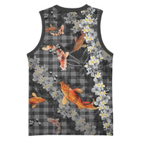Black Palaka Hawaiian And Japanese Basketball Jersey Sakura Lei With Koi Fish - Polynesian Pride