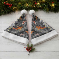 Black Palaka Hawaiian And Japanese Christmas Santa Hat Sakura Lei With Koi Fish - Polynesian Pride